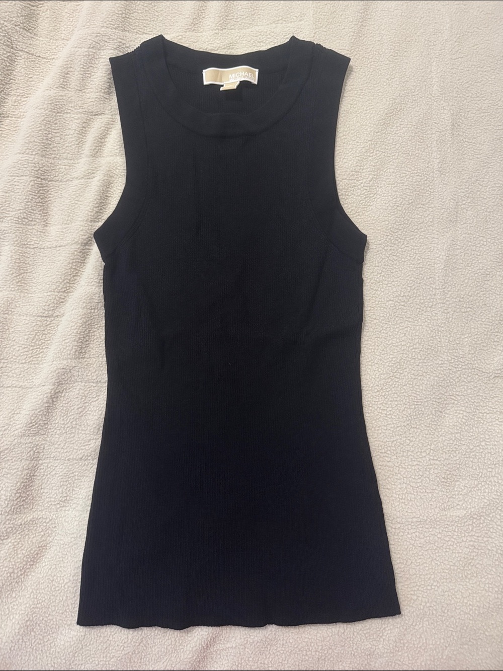 Michael Kors Sleek Black Ribbed Tank